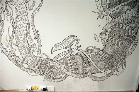 Hic Sunt Dracones. Wall Art for Arcadia Coworking on Behance