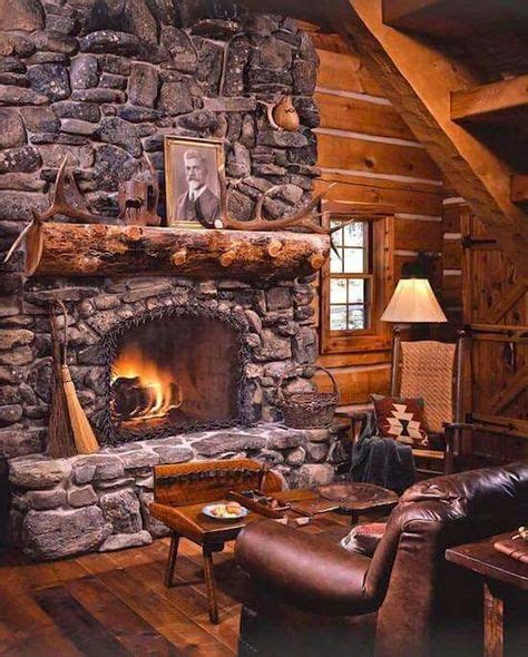 Pin by Menfrey on A Cozy Cabin in 2019 | Cabin fireplace, Log home living, Rustic fireplaces