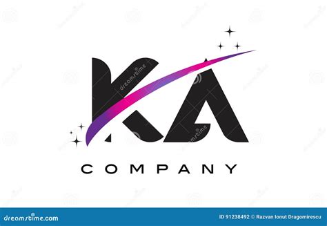 KA K a Black Letter Logo Design with Purple Magenta Swoosh Stock Vector ...