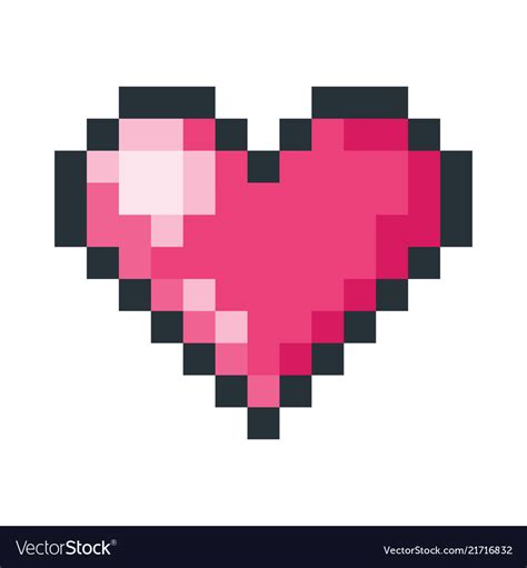 Red heart pixel art icon Royalty Free Vector Image