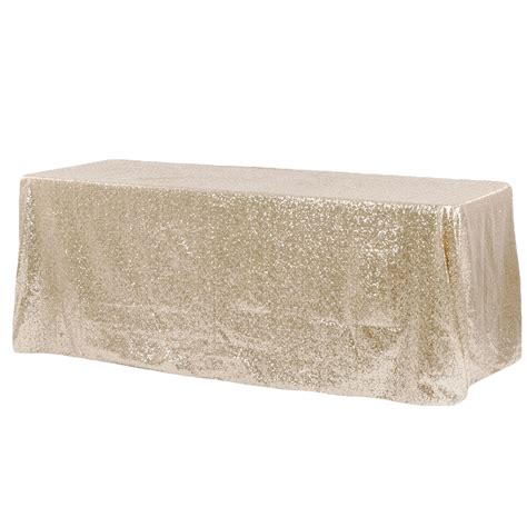 Glitz Sequin 90"x132" Rectangular Tablecloth - Champagne– CV Linens