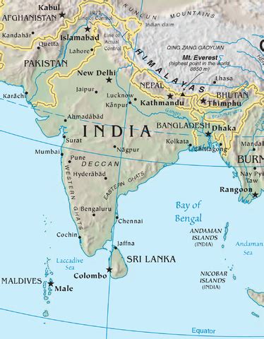 Physical Map Of India Landforms