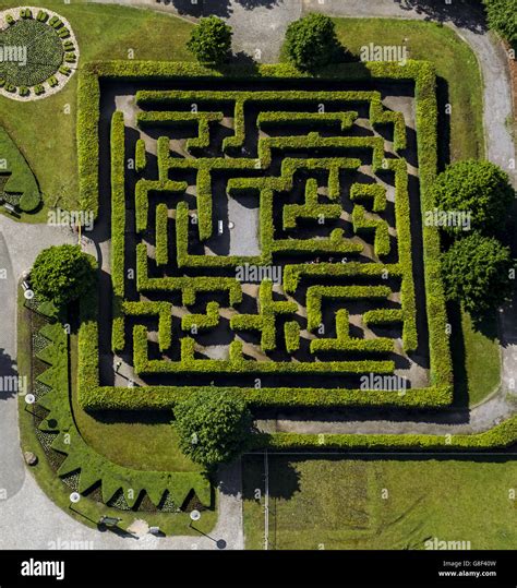 Aerial view, square maze in Centro Park, hedge maze, Centro Park Stock Photo, Royalty Free Image ...