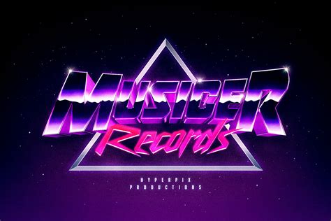 Free Synthwave 80s Text and Logo Effect PSD Template | Hyperpix