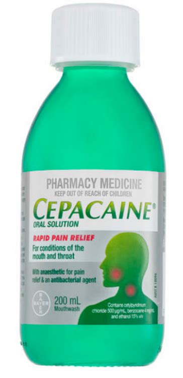 Buy Cepacaine Sore Throat Gargle Solution 200ml Online - eMedical