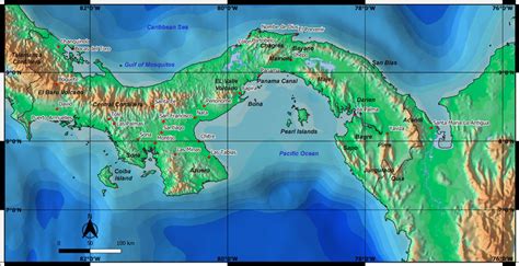 Digital elevation model of Panama showing the names of the main... | Download Scientific Diagram