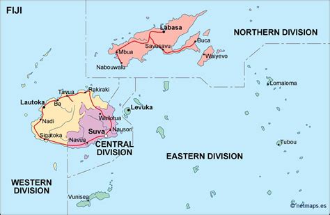 fiji political map. Eps Illustrator Map | Vector World Maps