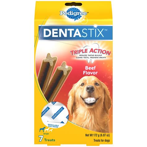 Pedigree Dentastix Large Dental Dog Treats, Beef Flavor, 6.07 Oz. Pack (7 Treats) - Walmart.com ...