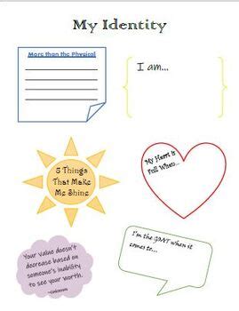 My Identity Worksheet by School Counselor In Heels | TPT