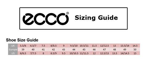 Ecco Shoe Size Conversion Chart