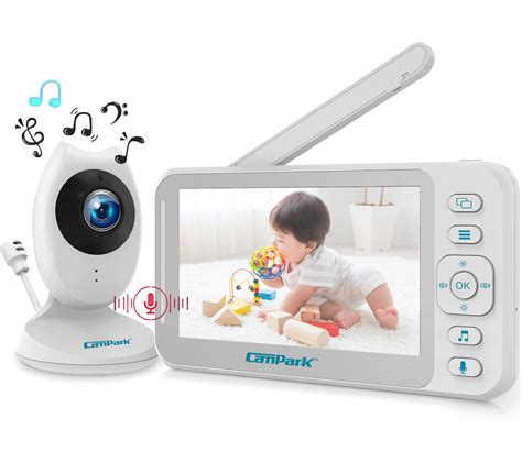 CAMPARK Video Baby Monitor with Camera and Audio, 4.3'' Display with Night Vision, 2-Way Audio ...