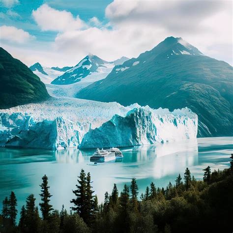 Premium AI Image | Alaska cruise travel Glacier Bay vacation
