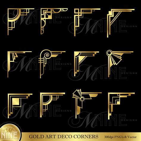 Gold ART DECO Corners Clipart Digital Clip Art Instant - Etsy Australia ...