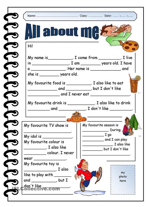 1000 Ideas About All About Me Worksheet On Pinterest | Learn english ...