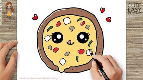 How to Draw a Cute Pizza, Very Easy Drawings - YouTube