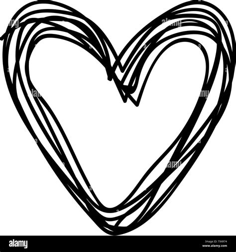 vector scribble line heart hand drawn art Stock Vector Image & Art - Alamy