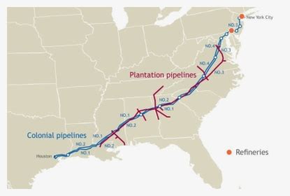 The Plantation Pipeline Transports Gasoline And Other - Colonial And Plantation Pipeline Map, HD ...