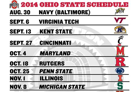 Printable Ohio State football schedule 2014 - Land-Grant Holy Land