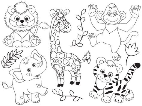 Jungle Animals Clipart Digital Vector Safari Animals - Etsy | Zoo animal coloring pages, Animal ...