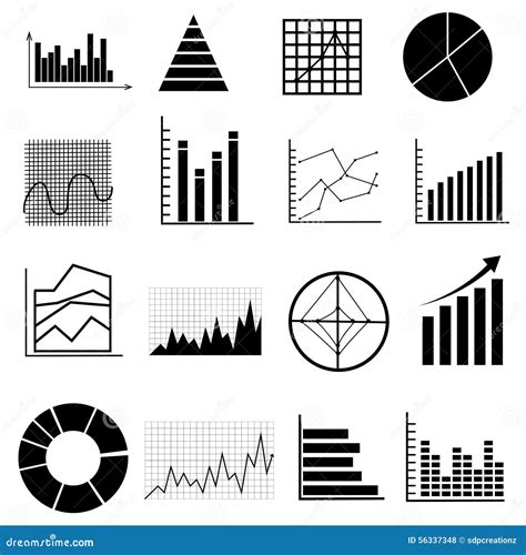 Business Graph Chart Icons Set Stock Vector - Illustration of black, diagram: 56337348