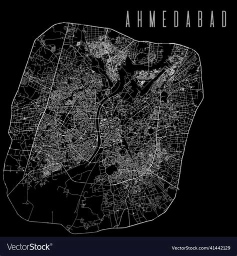 Ahmedabad city province map poster india Vector Image