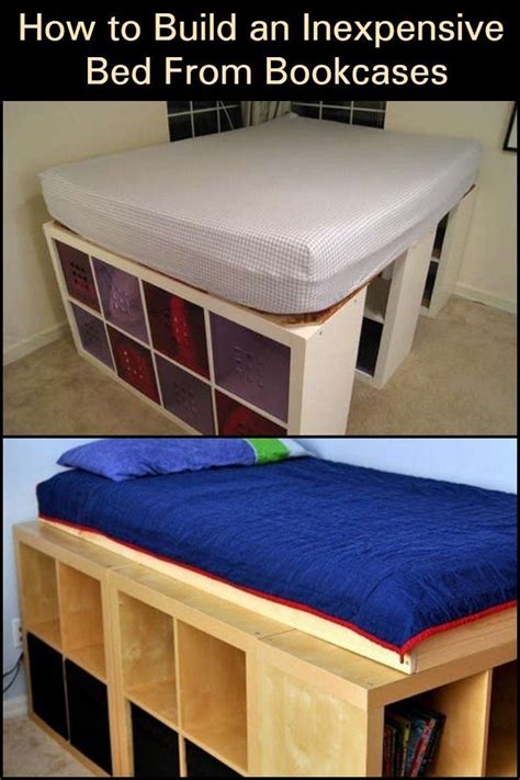 DIY Bed Frames - Build an inexpensive bed with storage using bookcases ...