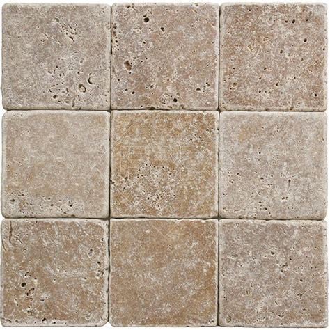 4x4 Noce Tumbled Travertine Tile (3/8) | FBR Marble | PAVERS – POOL ...