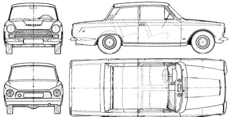 Ford Cortina 1965 Blueprint - Download free blueprint for 3D modeling