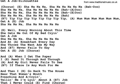 Country Music:Get A Job-Silhouettes Lyrics and Chords