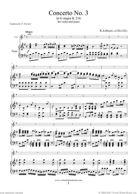 Violin Sheet Music Mozart