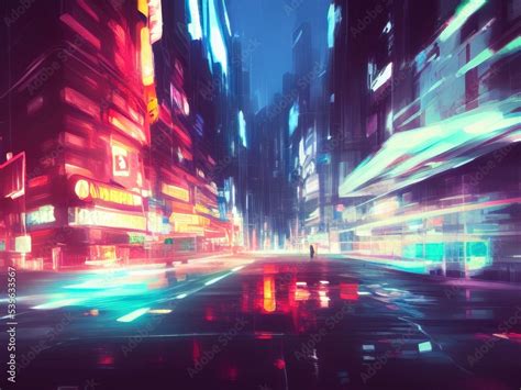 Cyberpunk Urban Abstract Future Wallpaper. Multicolored neon lights. Industrial Futuristic ...