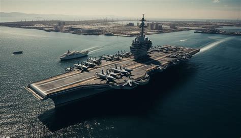 Premium Photo | Photography view from drone aircraft carrier