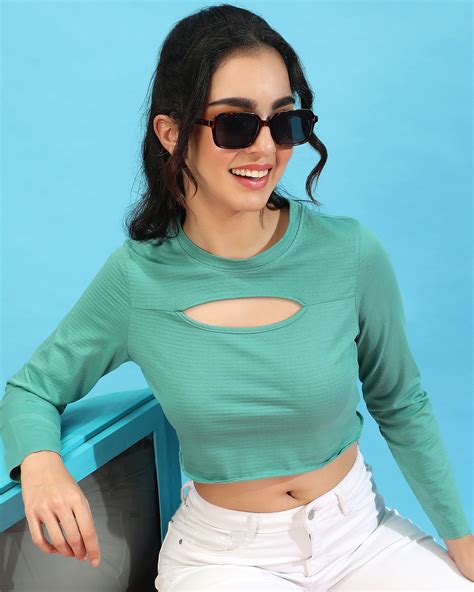 Buy Women's Aqua Green Short Top Online at Bewakoof