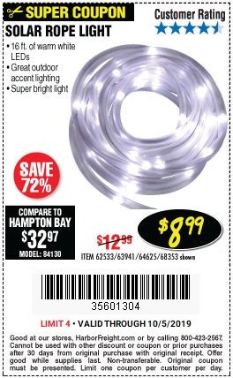 Illuminate the Night with a Solar Rope Light, Now Only $8.99 – Harbor Freight Coupons