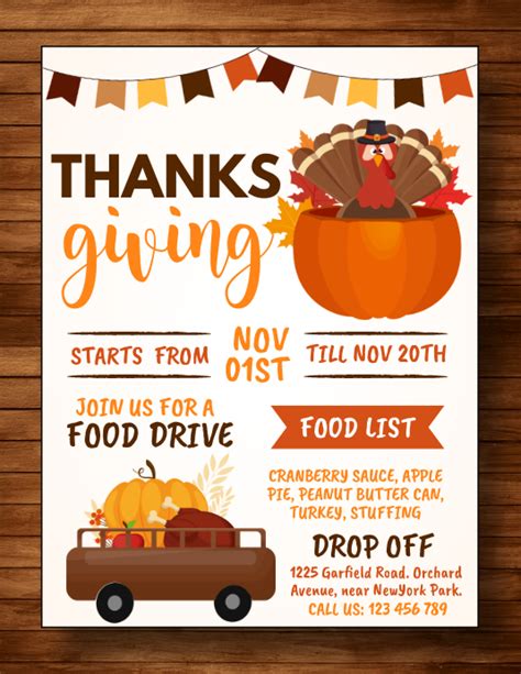 thanksgiving food drive, thanksgiving Template | PosterMyWall