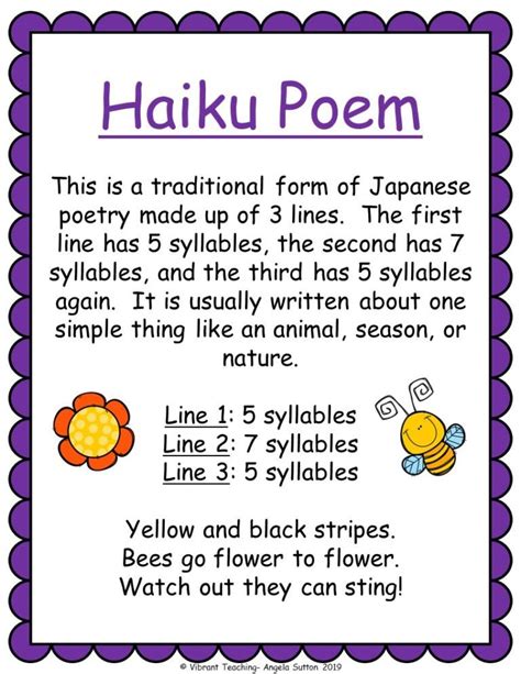 Types of Poems for Kids : Vibrant Teaching | Haiku poems, Haiku poems for kids, Types of poems