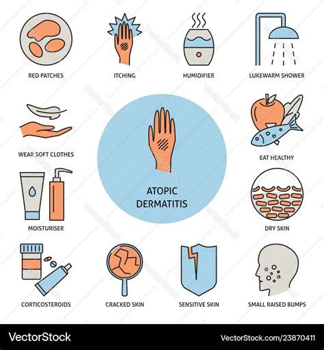 Atopic dermatitis symptoms and treatment banner Vector Image