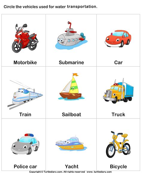 Name of Water Transport | Turtle Diary Worksheet