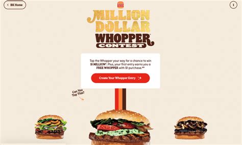 Burger King Million Dollar Whopper - Monthly Sweepstakes