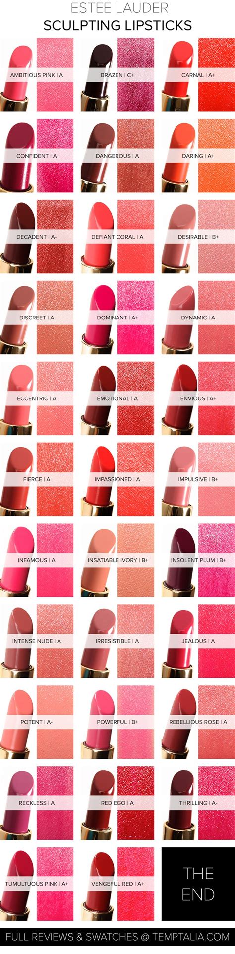 estee lauder pure color envy lipstick swatches - There Are No Great ...