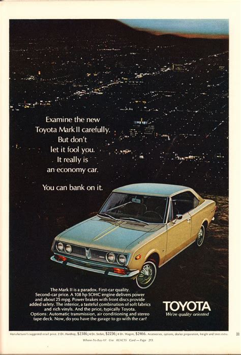 1971 Toyota Mark II Advertisement Playboy October 1970