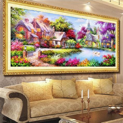 2016 diy 5d diamond painting landscapes garden lodge cross stitch kits ...