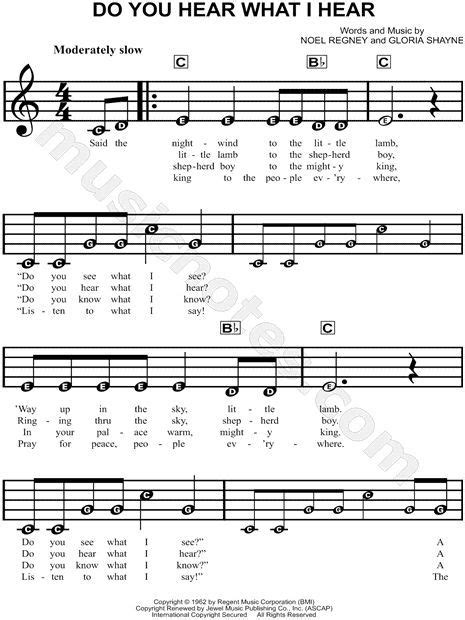 Noel Regney "Do You Hear What I Hear?" Sheet Music for Beginners in C ...