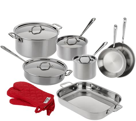 All-Clad Tri-Ply Stainless Steel 13-piece Cookware Set - Page 1 — QVC.com