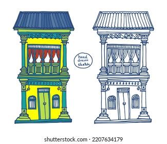 Hand Drawn Buildings Sketch Old Town Stock Vector (Royalty Free ...