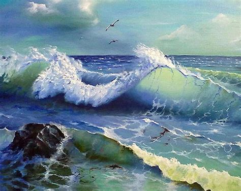 Ocean Waves | Ocean waves painting, Wave painting, Landscape art