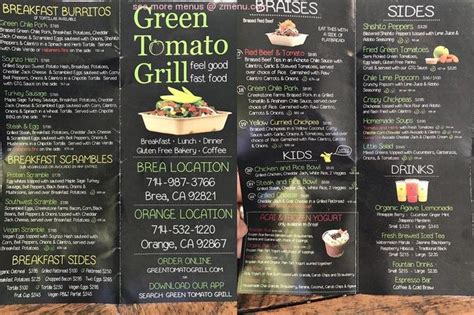 Online Menu of Green Tomato Grill Restaurant, Brea, California, 92821 ...