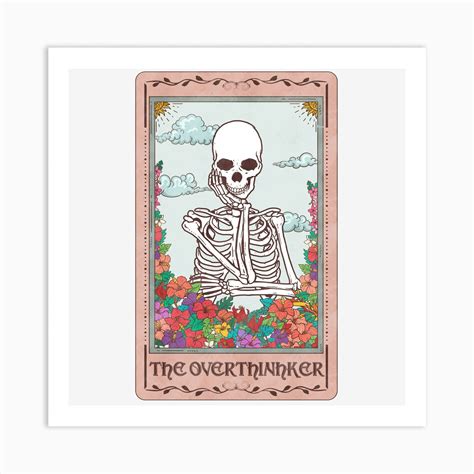 The Overthinker Skeleton Tarot Card Art Print by pixelcoral - Fy