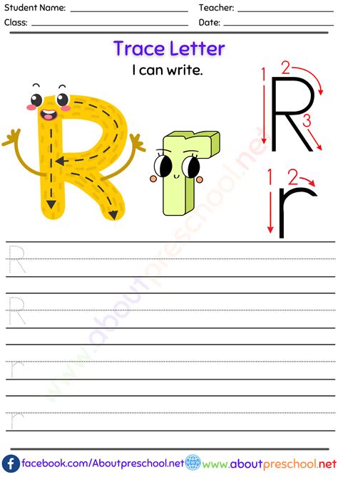 Letters for Tracing r - About Preschool