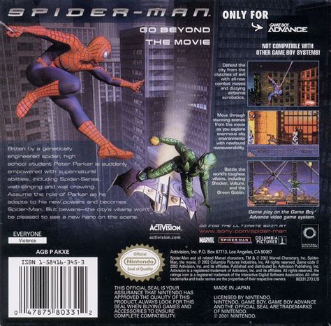 Spider-Man (2002) Game Boy Advance box cover art - MobyGames